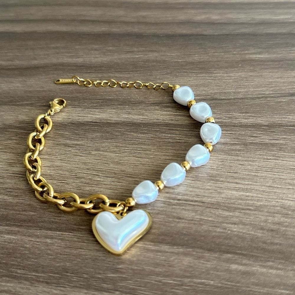 Pearl heart Bracelet Q818 - Picture 4 of 5